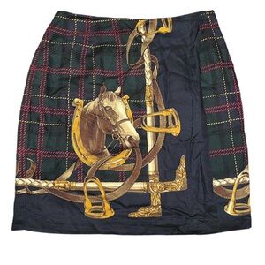 Norton McNaughton Horse Print Plaid Mini Skirt